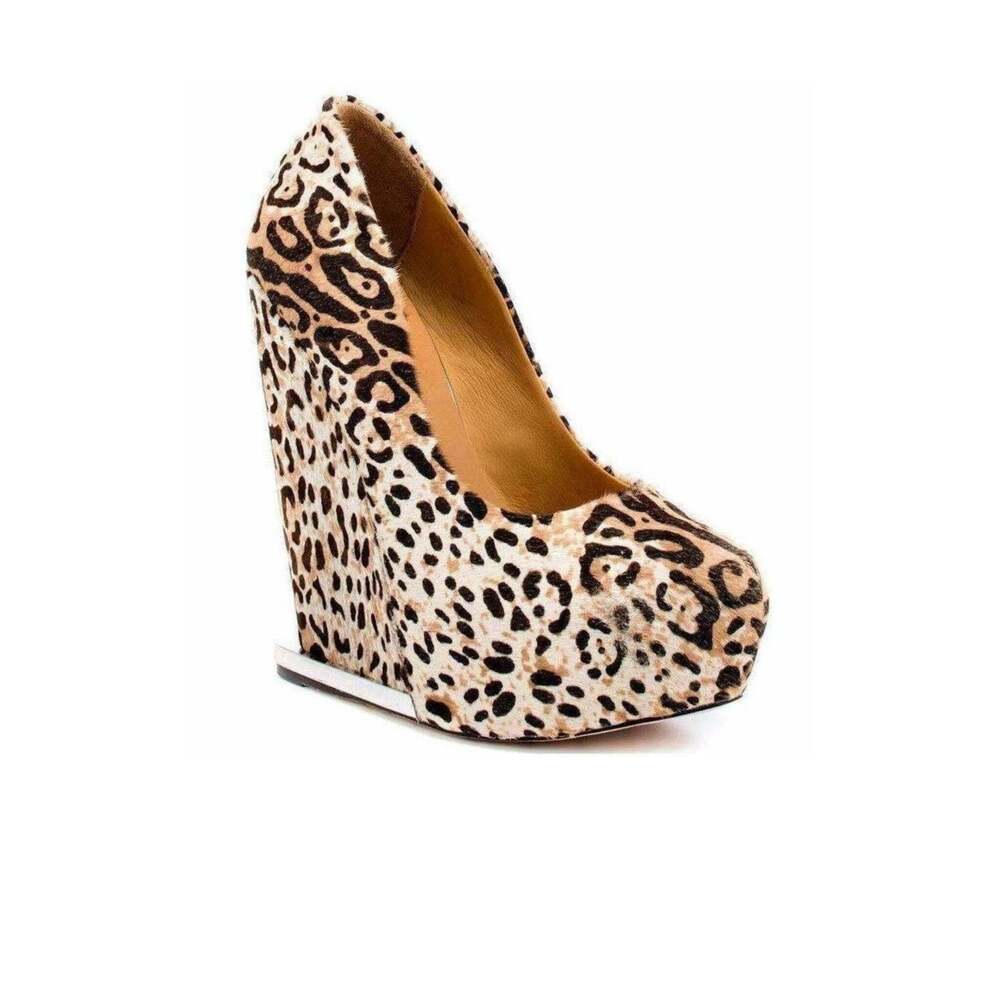 L.A.M.B. - Leopard Print Leather Wedge - US 5.5 - Picture 2 of 6
